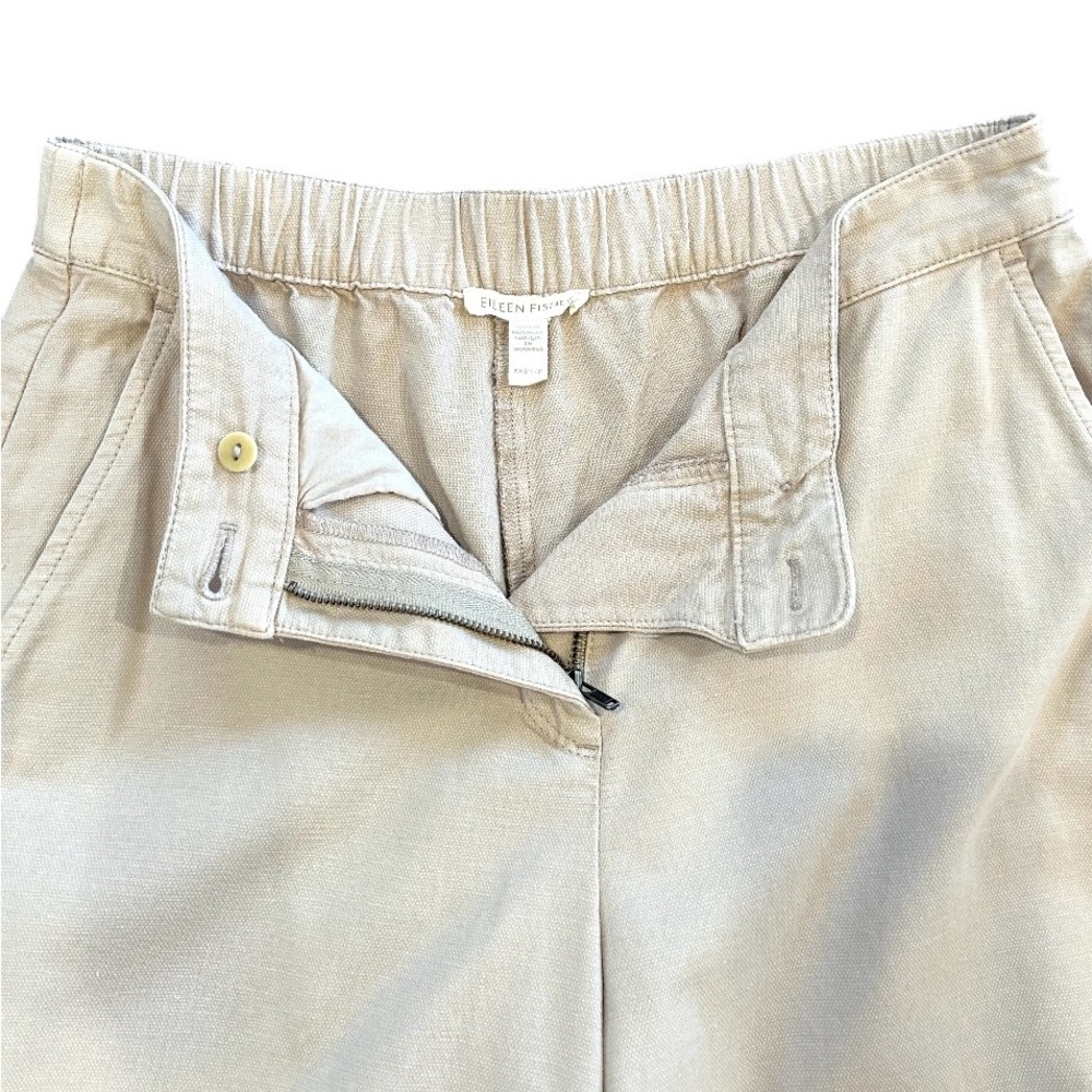 Eileen Fisher Cotton Hemp Stretch Wide Leg Cropped Pants XXS beige minimalist - Picture 9 of 11